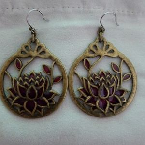 Lotus boho drop earrings.